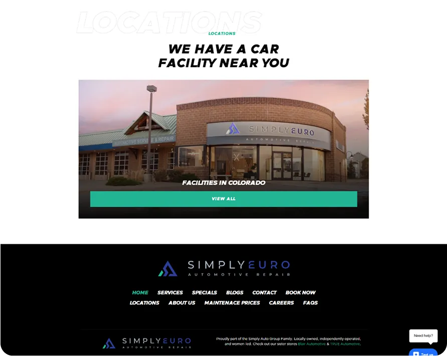 Simply Euro services page layout