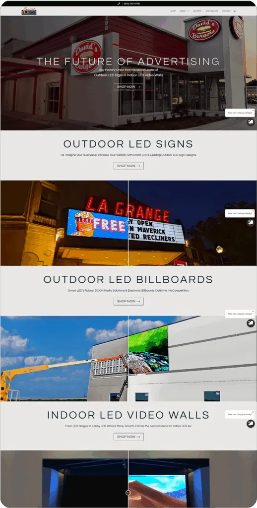 Smart LED website on mobile device